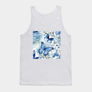 Watercolor Blue Butterflies Tank Top